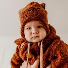 Czapka chłopięca, wiązana, brązowa, Eevi