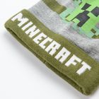 Czapka chłopięca z pomponem, szaro-zielona, paski, Minecraft