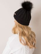 Czapka damska z wełną, czarna, Rue Paris