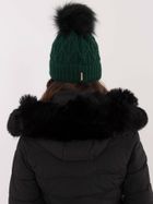 Czapka damska z wełną, zielona, Rue Paris