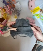 Czapka dziecięca, wiązana, prążkowana, szara, Iltom