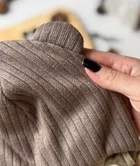 Czapka dziecięca, wiązana, sweterkowa, brązowa, Iltom