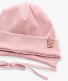 Czapka dziewczęca, prążkowana, wiązana, różowa, Iltom