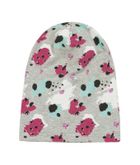 Czapka dziewczęca, szara, kolorowe wzory, Döll