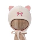 Czapka dziewczęca, wiązana, ecru, Eevi