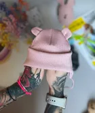 Czapka dziewczęca, wiązana, prążkowana, różowa, Iltom