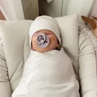 Czapka niemowlęca, beżowa, 2 szt., MimiNu