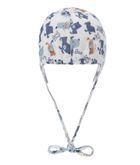 Czapka z daszkiem chłopięca, wiązana, biała, pieski, Döll