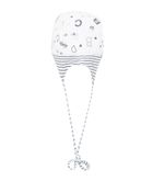 Czapka z daszkiem niemowlęca, wiązana, literki, biała, Döll