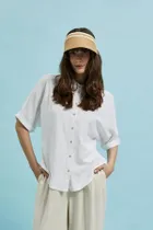 Daszek przeciwsłoneczny damski, słomiany, beżowy, Moodo