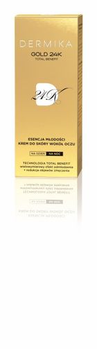 Dermika, Gold 24k Total Benefit, krem-esencja młodości pod oczy, 15 ml