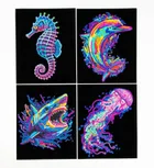 Diamond Dotz, diamentowa mozaika, flokowana, Neon Sea life, 4 obrazki