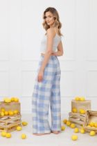 Dół od piżamy damski, niebieski, Mika, Italian Fashion