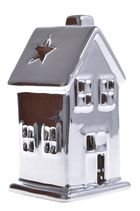 Domek ceramiczny, srebrny, 6.2-6.2-12 cm