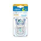 Dr Brown`s, Prevent, smoczek ortodontyczny, świecący, niebieski, 6-18m, 2 szt.