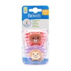 Dr Brown`s, Prevent, smoczek ortodontyczny, zwierzęta, 6-12m, różowy, 2 szt.