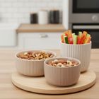 Eh Excellent Houseware, zestaw ceramicznych miseczek, na bambusowej tacy