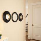 Emako, Dem, zestaw okrągłych luster w czarnych ramach, 25,5 cm, 3 szt.