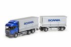 Emek, Scania, ciężarówka z plandeką i przyczepą, model, niebieski