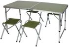 Enero Camp, stolik turystyczny, składany, kempingowy, 120-60-70/62/55 cm + krzesła, zielone, 4 szt.