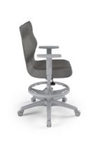 Entelo, Duo, krzesło młodzieżowe z podnóżkiem i podłokietnikami, wzrost 146-176,5 cm, ciemno szare