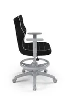 Entelo, Duo, krzesło młodzieżowe z podnóżkiem i podłokietnikami, wzrost 146-176,5 cm, czarne