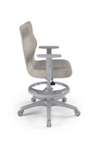 Entelo, Duo, krzesło młodzieżowe z podnóżkiem i podłokietnikami, wzrost 146-176,5 cm, szare