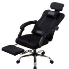 Ergonomiczny, obrotowy fotel z podnóżkiem i zagłówkiem, wentylacja, czarny