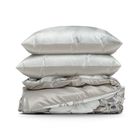 Eurofirany, komplet pościeli z satyny bawełnianej, Daisy, szarobeżowy, 160-200 cm