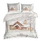 Eurofirany, świąteczny komplet pościeli, Joyfull, 160-200 cm, biały