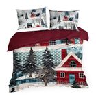Eurofirany, świąteczny komplet pościeli, Niko, 160-200 cm, czerwony