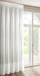 Eurofirany, zasłona gotowa, Roses 3, na taśmie, 140-270 cm, biały