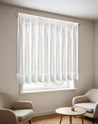 Eurofirany, zasłona gotowa, Roses, na taśmie, 350-160 cm, biały