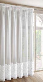 Eurofirany, zasłona gotowa, Roses, na taśmie, 350-270 cm, biały