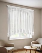 Eurofirany, zasłona gotowa, Roses, na taśmie, 400-160 cm, biały