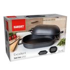 Excellent, brytfanna żeliwna, owalna z pokrywką, czarna, 39-26-14 cm, 3 + 4 l