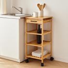 Excellent Houseware, Fero, bambusowy wózek kuchenny, 4 poziomy z szufladą, 30-30-73 cm