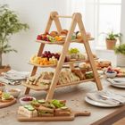 Excellent Houseware, patera bambusowa, 3 piętrowa, 43-13,5-39 cm