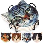 Excellent Houseware, podstawki pod kubek, w stojaku, kot, 4 szt.