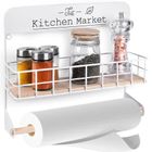 Excellent Houseware, wieszak na ręcznik papierowy z półką, metalowy biały