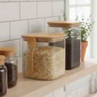 Excellent Houseware, Zuni, pojemniki szklane z pokrywkami, ryflowane szkło