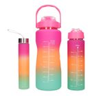 Extralink, bidon motywacyjny, zestaw 3w1, różowo-pomarańczowy, 2000 ml+900 ml+300 ml