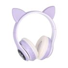 Extralink, Kids, Cat-Ear, słuchawki nauszne bezprzewodowe, bluetooth 5.0, oświetlenie RGB, fioletowe