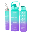 Extralink, zestaw, bidon motywacyjny 3w1, błękit-fiolet, 2000 ml + 900 ml + 300 ml
