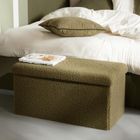 Factory, Matcha, składana ławka z tkaniny bouclé, 76-38 cm