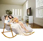 Fotel bujany podwójny ze złotą metalową podstawą, biały