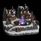 Fééric Lights and Christmas, szopka bożonarodzeniowa, zimowa wioska z fontanną, z podświetleniem LED