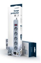 Gembird, lista zasilająca, przeciwprzepięciowa, 5 gniazd, szara, 4,5m