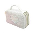 Girabrilla, piórnik rozkładany, potrójny, z wyposażeniem, tweedowy biały