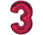 GoDan, balon foliowy, cyfra 3, czerwona, Smart, 92 cm